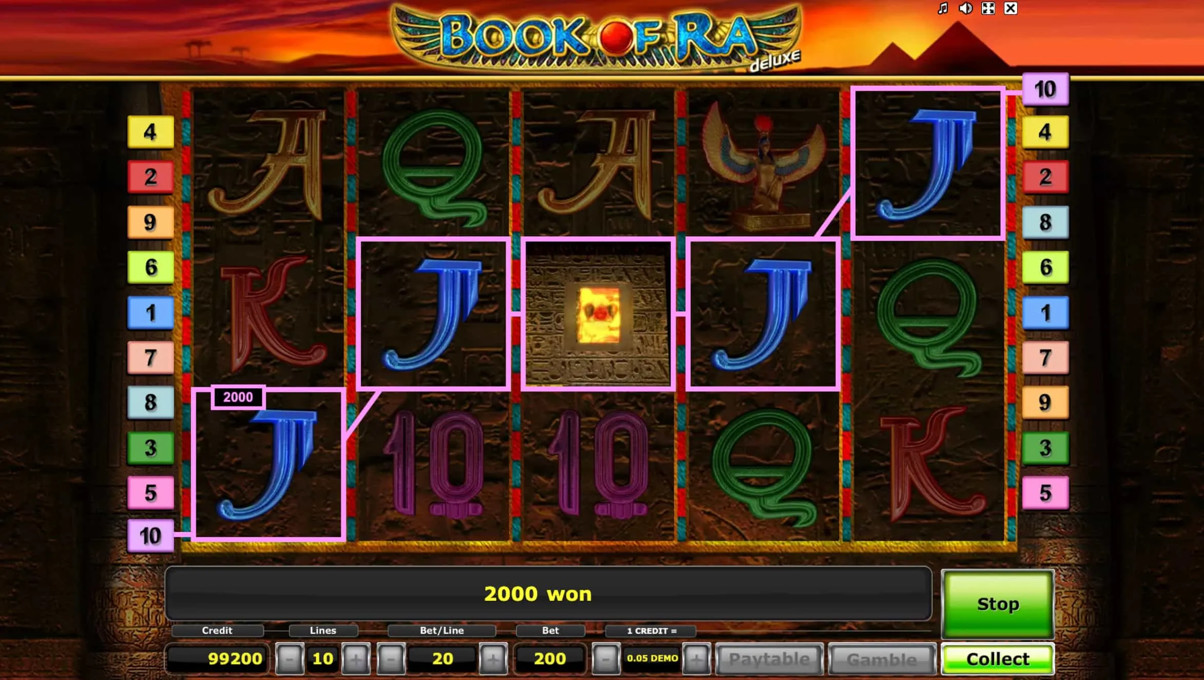 Procedura operativa per giocare a Book of Ra Deluxe passo per passo